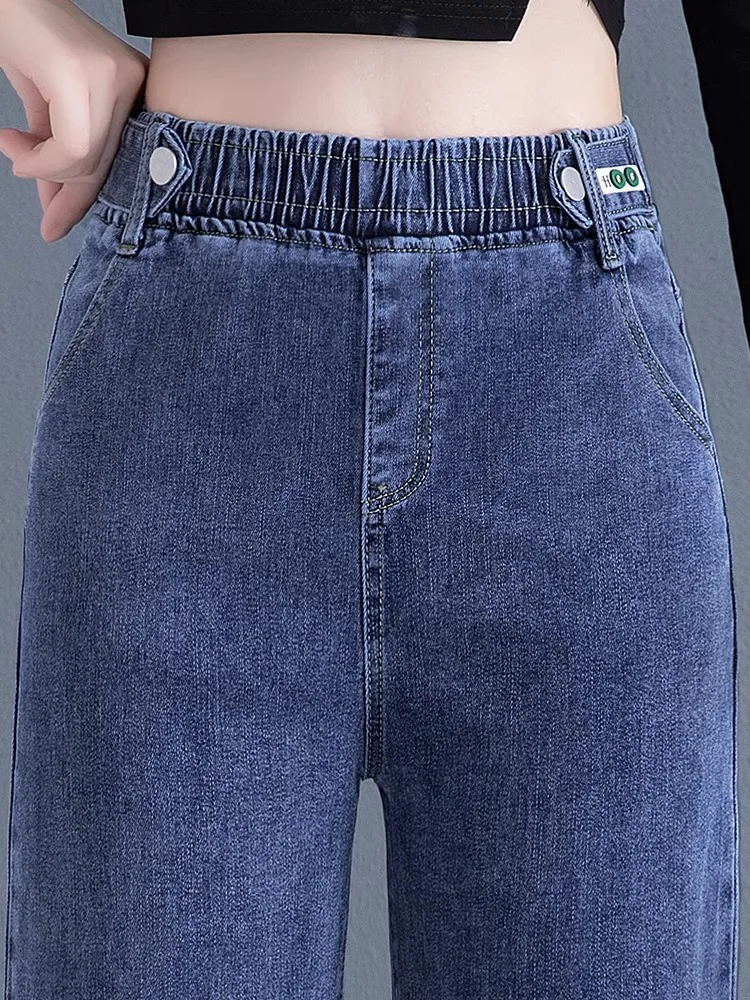 

Laid-back Loose Women's Jeans High Waist Wide Hip Pants Spring Autumn Loose Fit Denim Trousers for plus Size Ladies