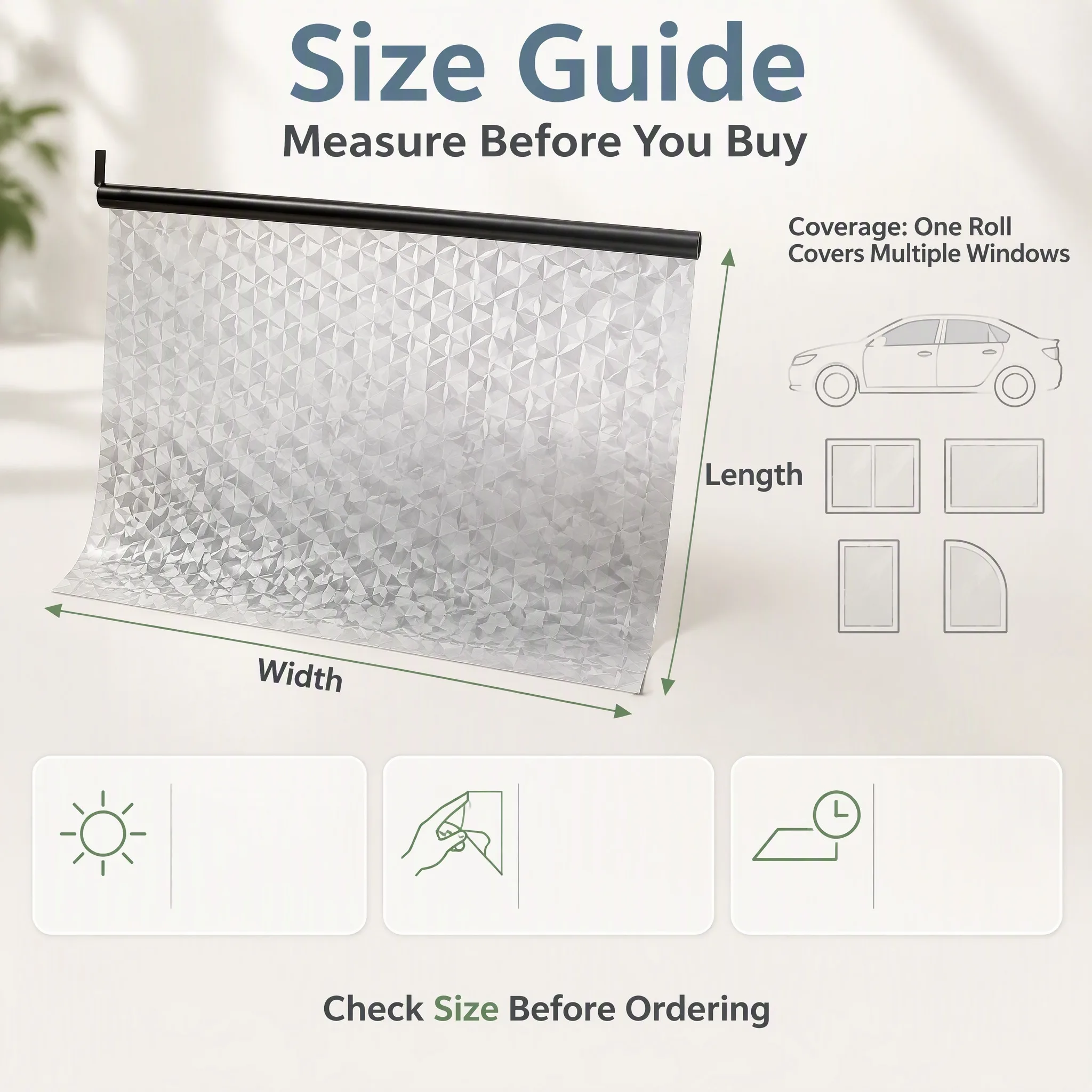 Privacy Frosted Window Film 3D Stained Window Cover Translucent Window Sticker Static Cling Window Decal for Office for Home