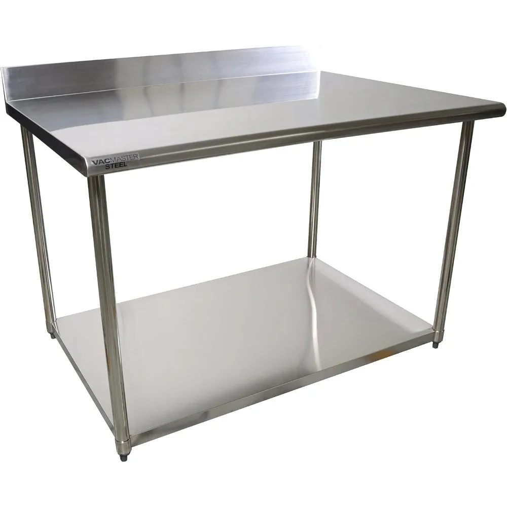 Steel Workstation & Prep Tables with Adjustable Under-Shelf, Heavy Duty NSF Commercial Tables for Restaurant