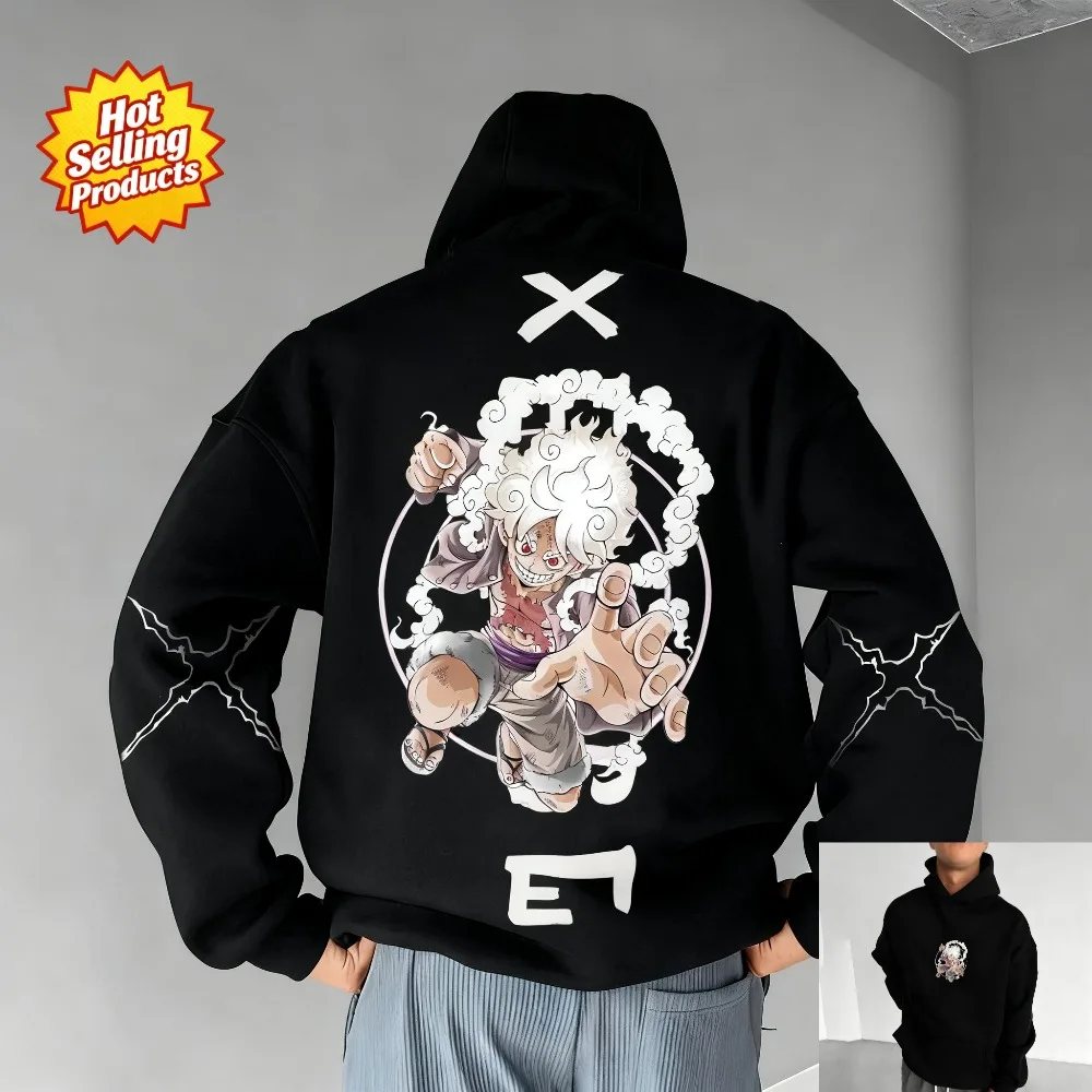 Uma peça com capuz luffy anime moletom masculino feminino algodão oversized solto ajuste conforto y2k streetwear unisex outono inverno novo