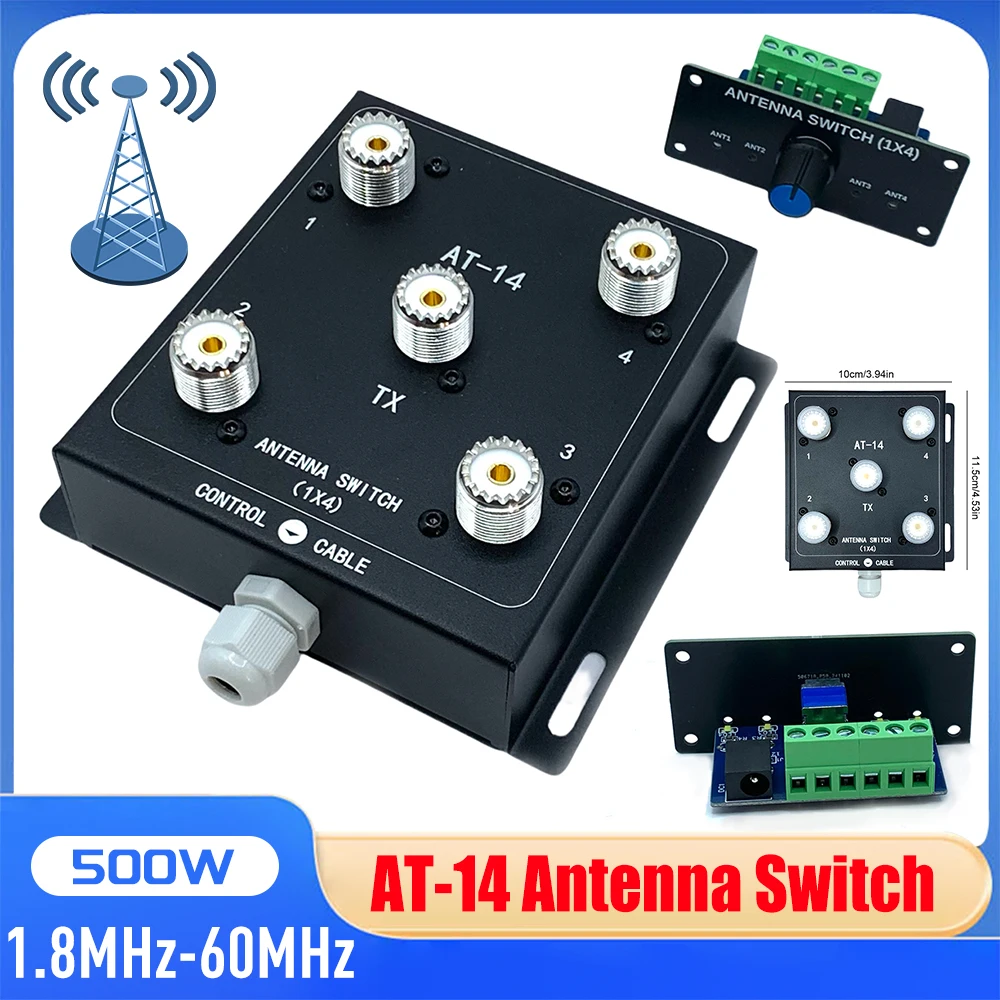 

4-Way Coax Remote Antenna Switch Antenna Switch 500W PEP Antenna Splitter Switch RF Antenna Switch for Convenient Switching