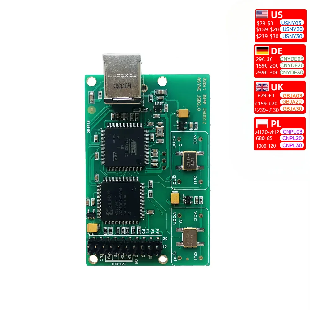 Italy Amanero USB IIS digital interface supports DSD512 32bits/384khz for AK4497 ES9038 DAC board