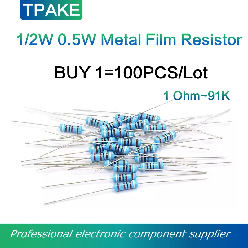 

Metal Film Resistors 1/2 Watt 1.2 1.5 1.8 2 2.2 2.4 2.7 3 3.3 3.6 3.9 4.3 4.7 5.1 5.6 6.2 6.8 7.5 8.2 9.1 K M R E Ohm