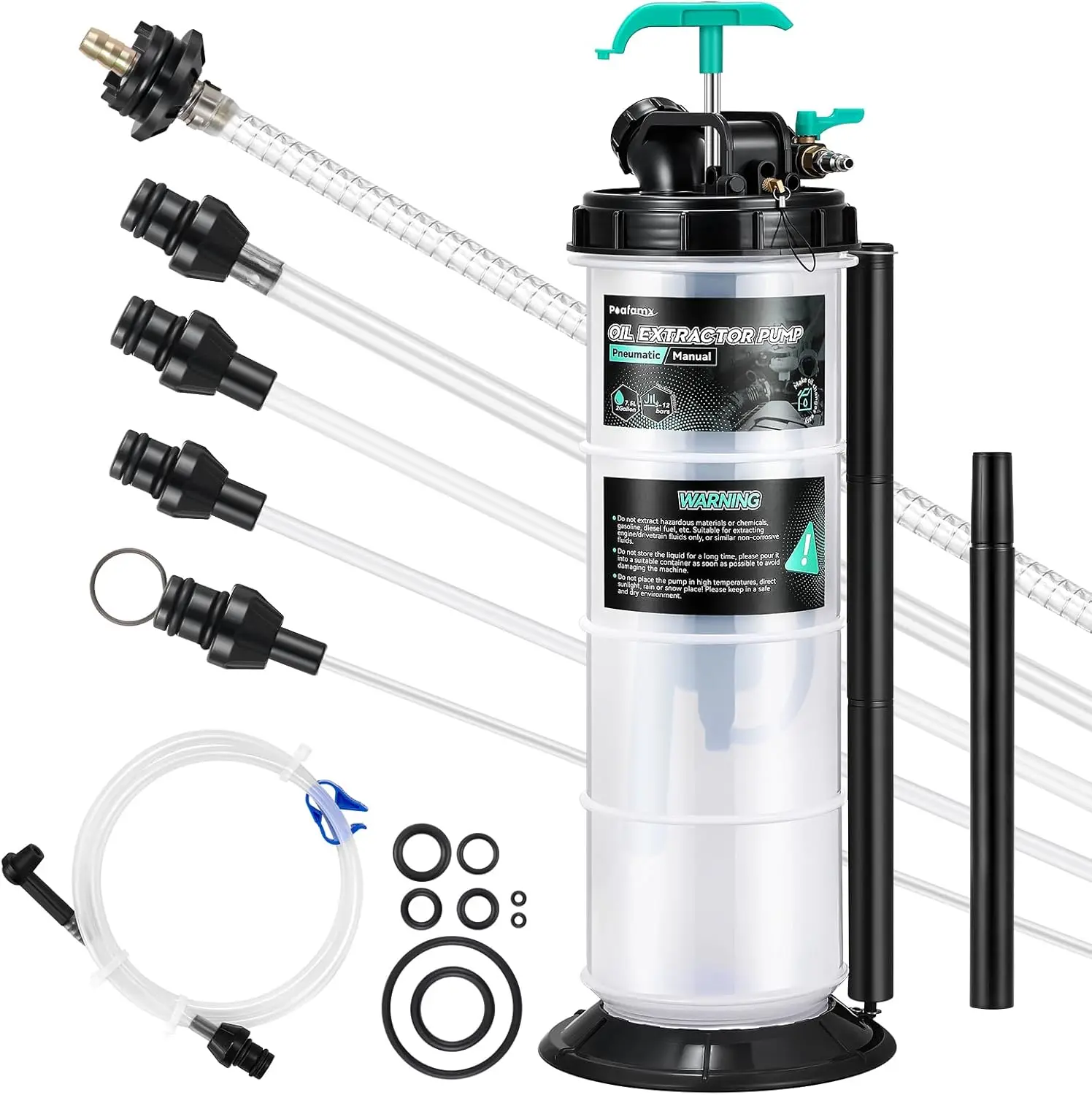

7.5L Pneumatic/Manual Oil Extractor Pump, 2 Gallon Fluid Vacuum with Tubes for Automotive, Truck, Boat Oil Change