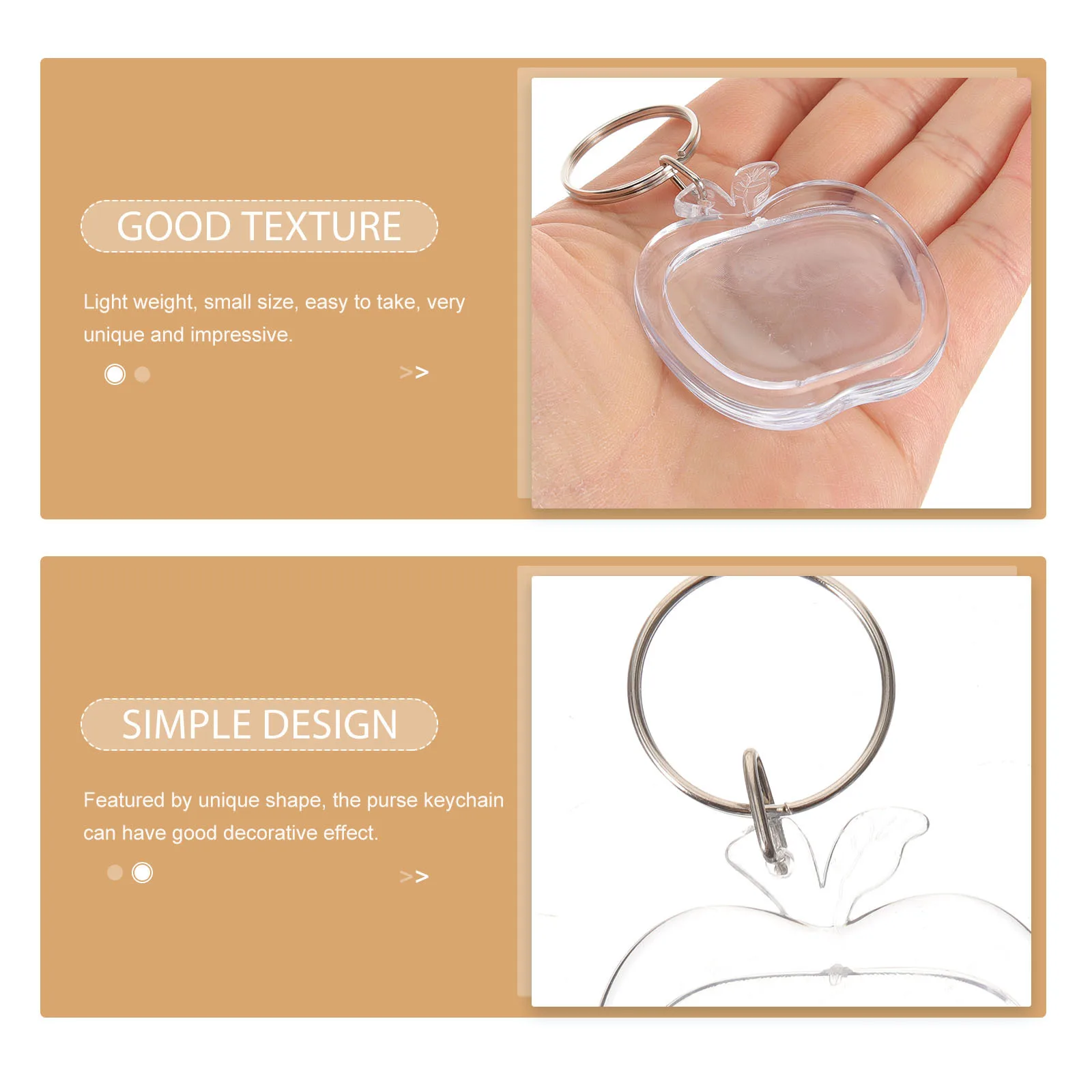 

10pcs Key Chains Clear Acrylic Photo Frame Key Ring Lightweight Picture Holder For Bag Purse Lanyard Diy Gift Unique Transparent