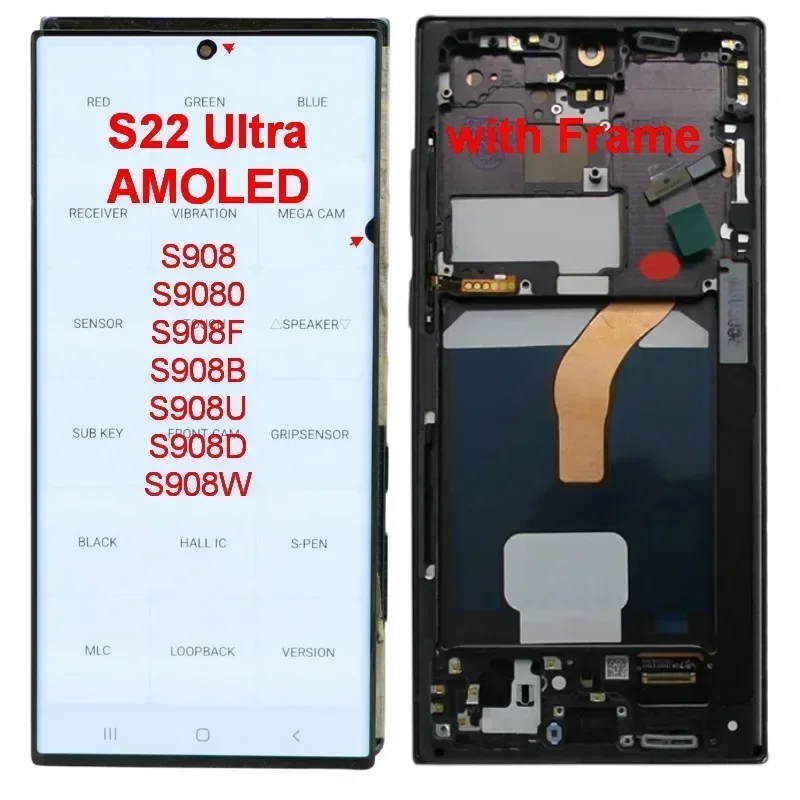 

Super AMOLED LCD touch screen for Samsung Galaxy S22 ultra 5G sm-s908b s908u s908 s908f