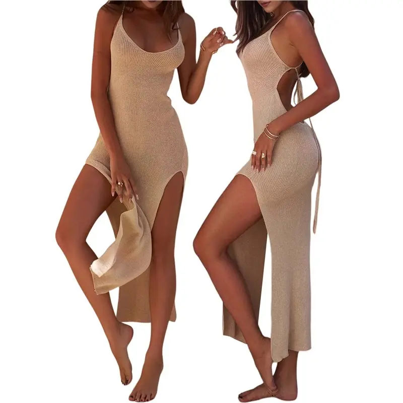 

CYL-Женское трикотажное облегающее платье-макси без рукавов для лета