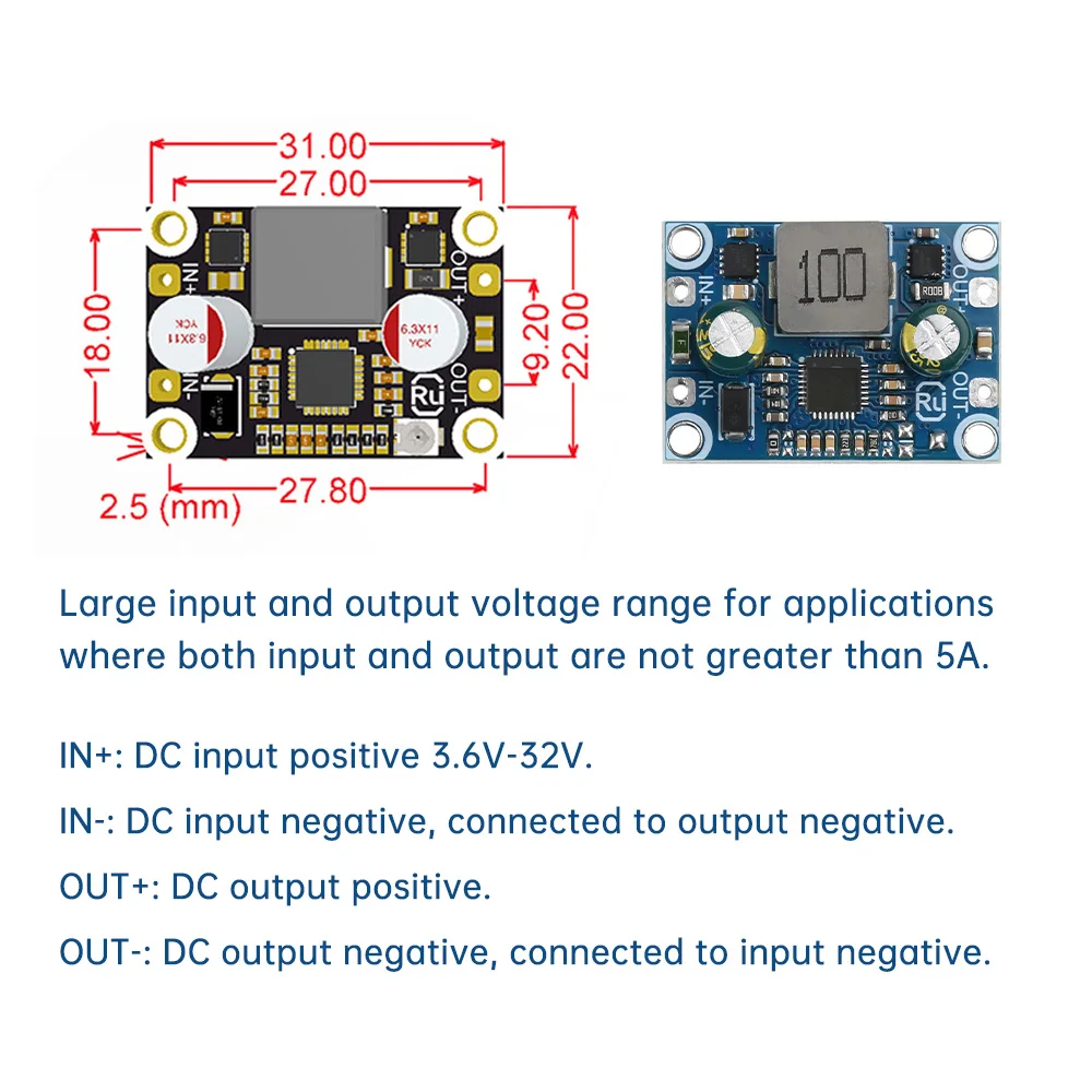 DC Boost/Buck Module DC3.6~32V To DC 5/9/12V Voltage Regulator High Efficiency Voltage Converter Board With Protection