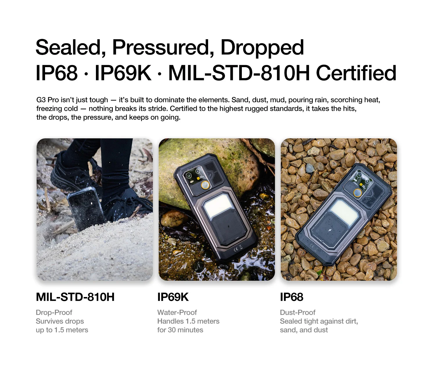 AGM G3 Rugged Phone 5G, Dimensity 7300, 10000mAh, IP68 Waterproof, Wireless Charging, Camping Light, 24(12+12)GB+512GB)