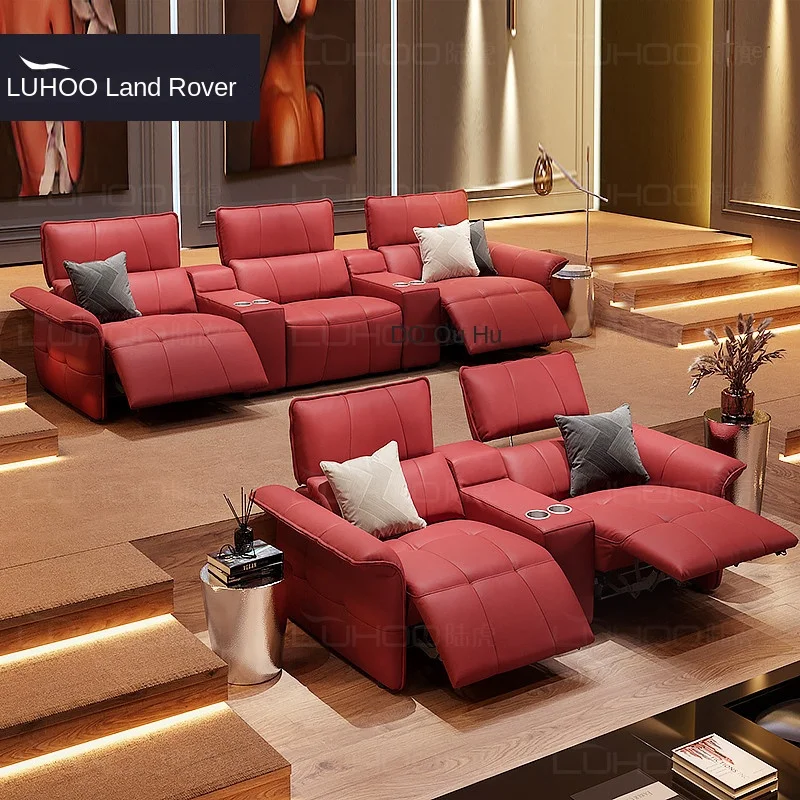 High-End Luxury Electric Leather Sofa for Home Theater and Video Rooms