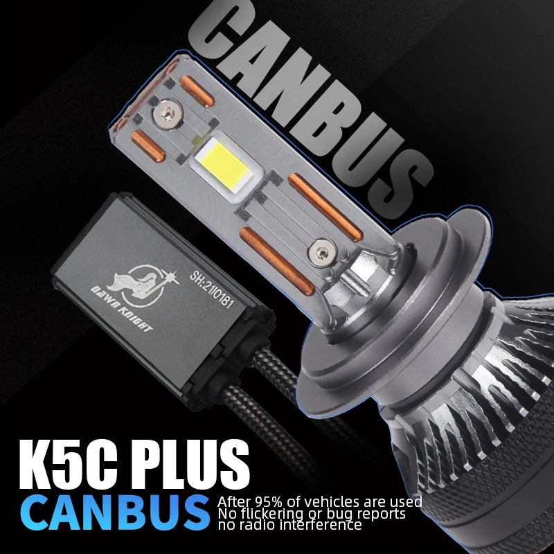 DAWNKNIGHT – ampoules Canbus Led 140 K, LED 4300 W H7, H4 H11 HB3 9005 HB4 9006 K6C, Double Tube en cuivre, 2 pièces, 12V