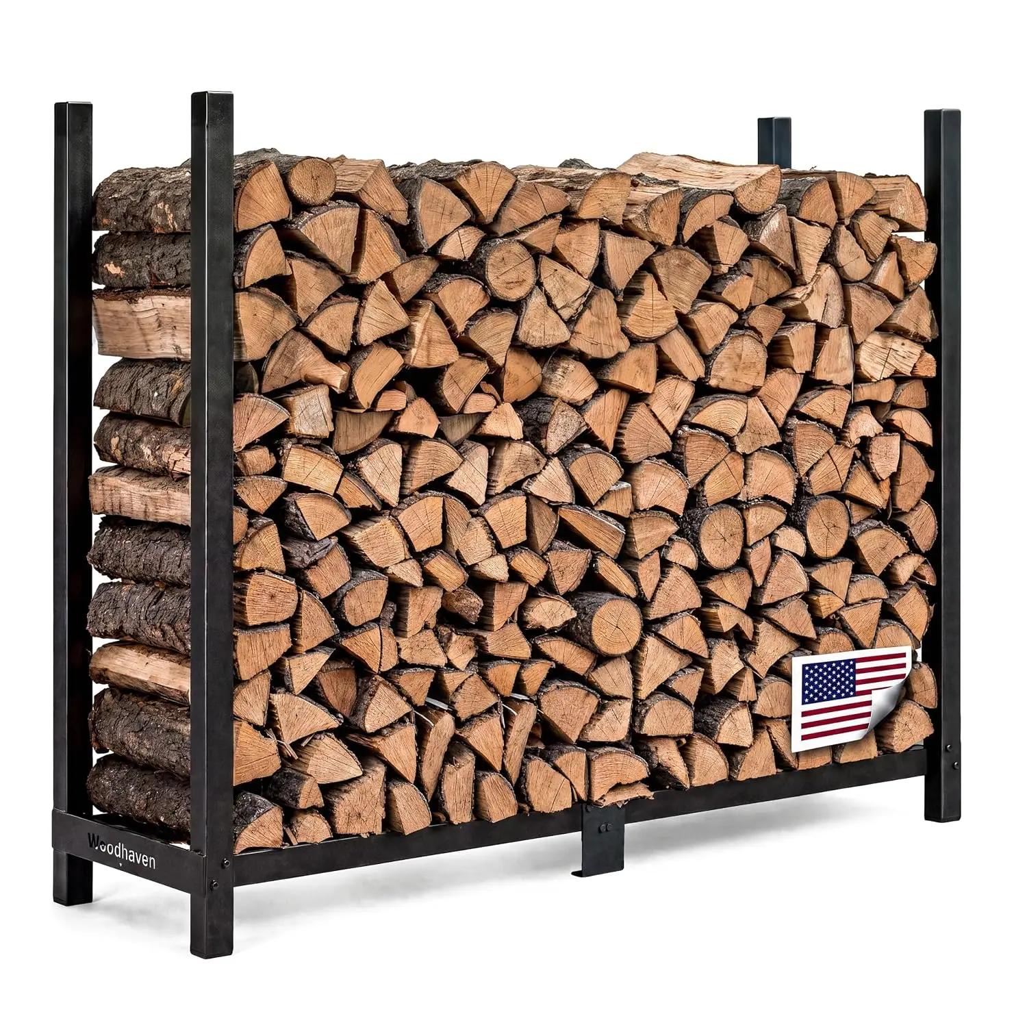 6-Foot Black Raised Firewood Rack, 1/3 Cord w/o Cover|Made in USA, Customized
