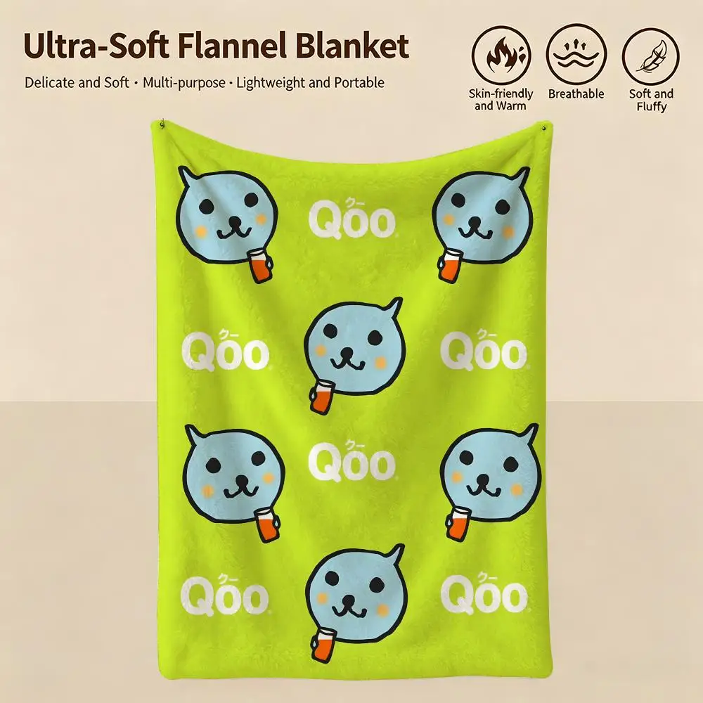 drink Q-Qoo-O Throw Warm Soft Flannel Blanket, Multi-use for Sofa Bed Camping Travel Nap