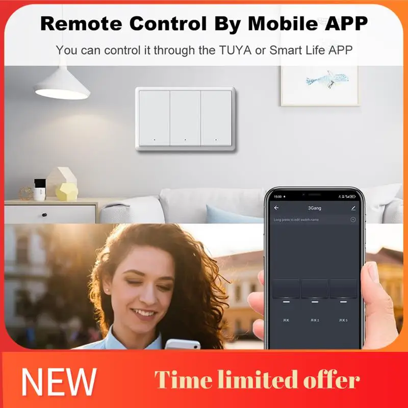 

A42T-Tuya Zigbee умный переключатель нейтральный провод дополнительная интеллектуальная настенная кнопка США переключатель света AC100-240V для Alexa