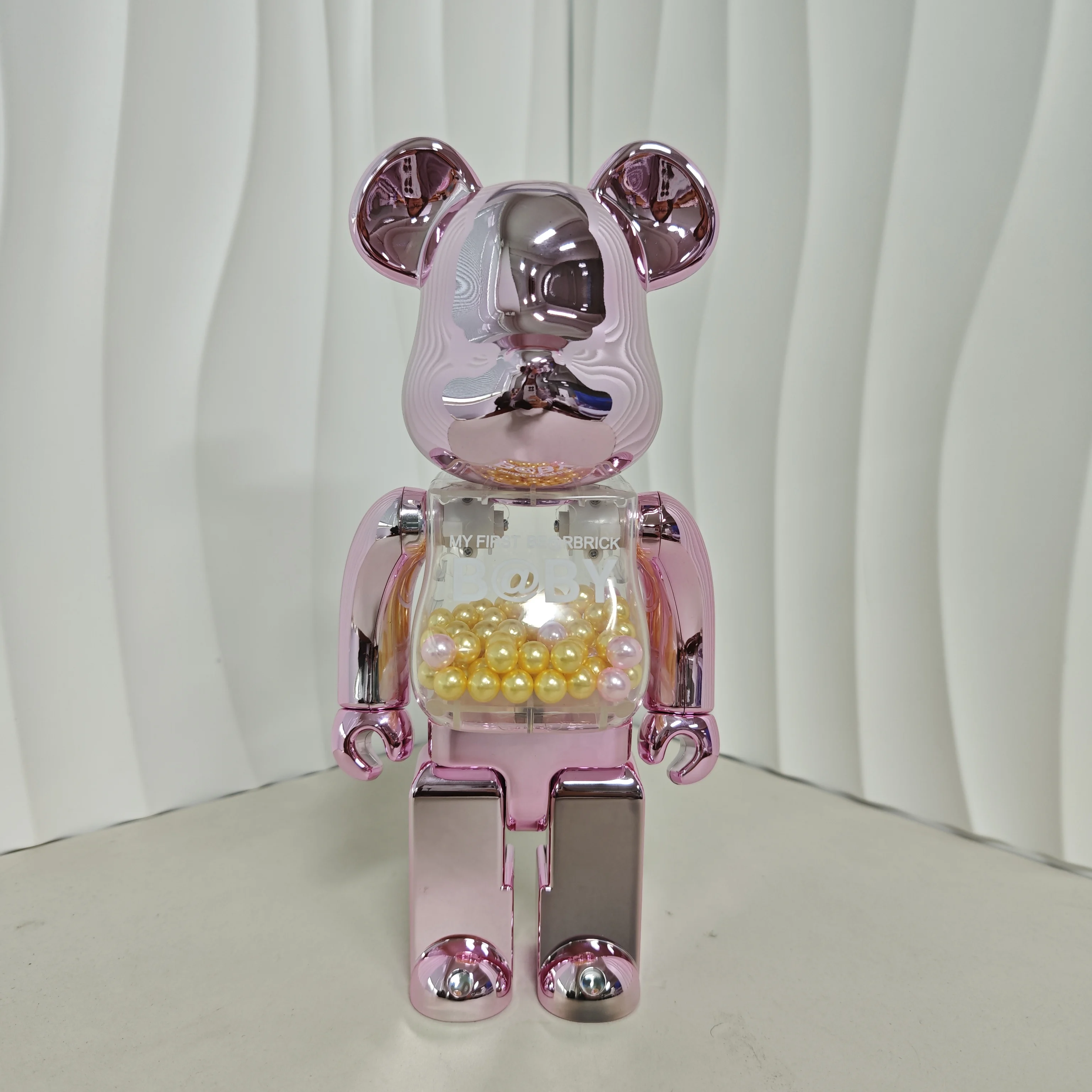 Figur Dekorasi Meja Bearbick 400% Electroplating Pink Qianqiu Tinggi 28cm, Sendi Dapat Diputar, Boneka Hadiah