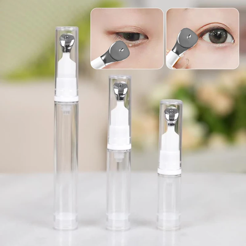 Luxury Plastic 5/10/15ml Eye Gel Cream Container Flat Applicator Airless Eye Cream Bottle With Metal Tip Head