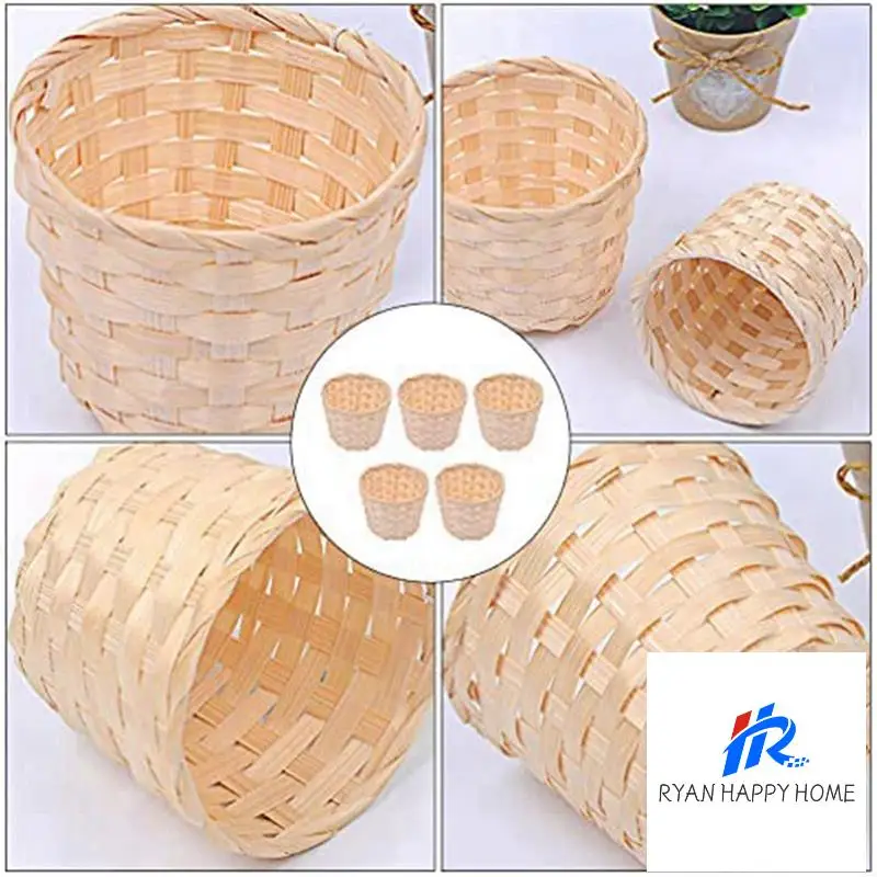 50PCS Mini Woven Baskets Without Handles For Party Favors Crafts Decor Suitable For Various Occasions(7.5X6cm)