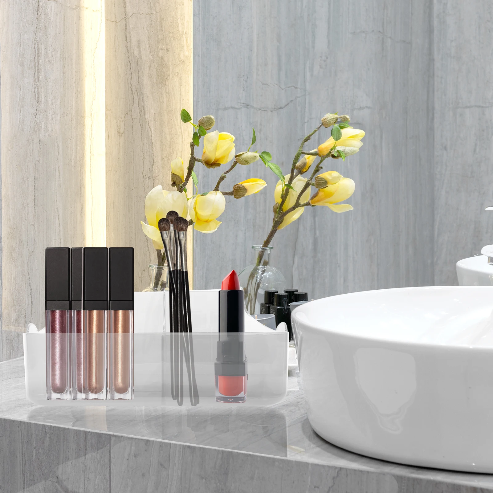 

Multifunctional Makeup Box Organiser Small Organizer Jewelry for Vanity Countertop Plastic Pen Desktop Office