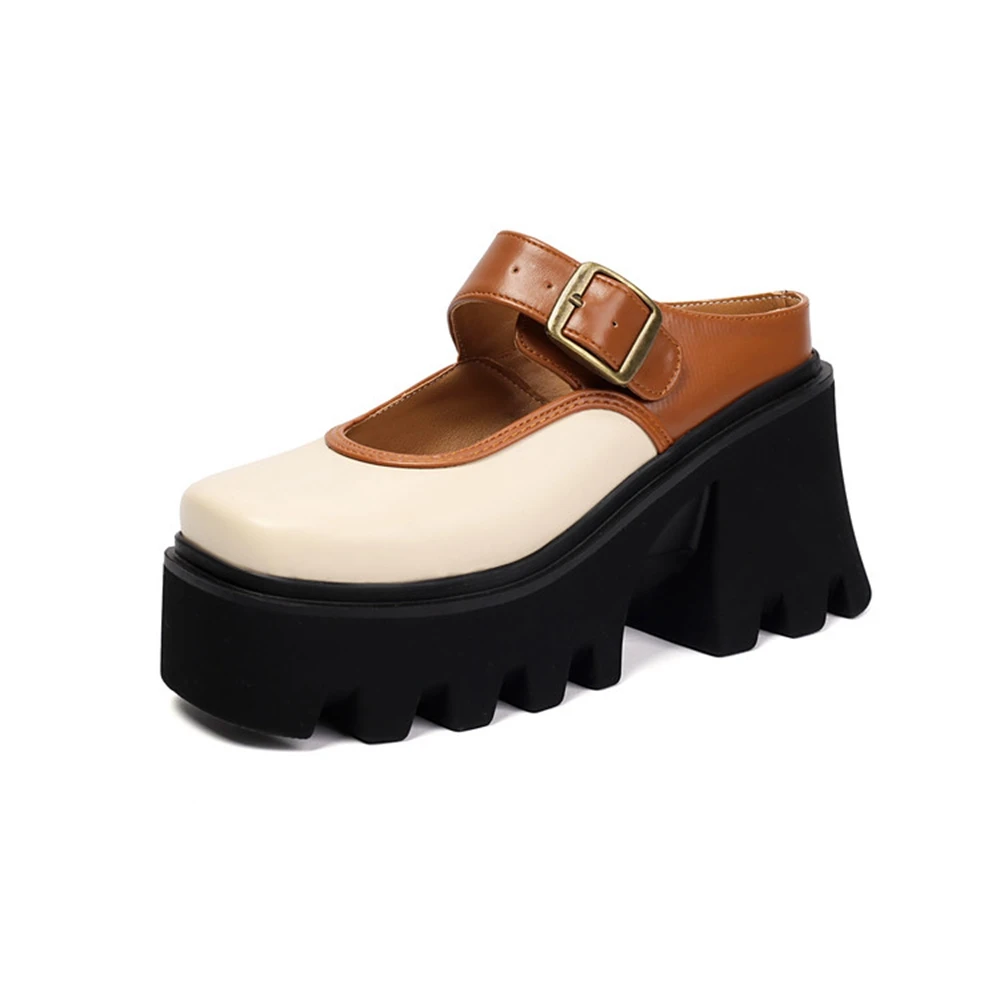 

Thick Platform Mary Jane Shoes for Women Buckle Strap Chunky Heel Lolita Shoes Plus Size 43 School Uniform JK Daily Wear 1857-2