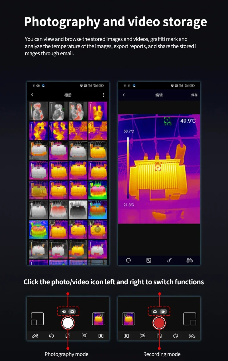 Termocamera UNI-T per telefono Android Termocamera a infrarossi UTI261M per smartphone Termocamera 256x192 Pixel