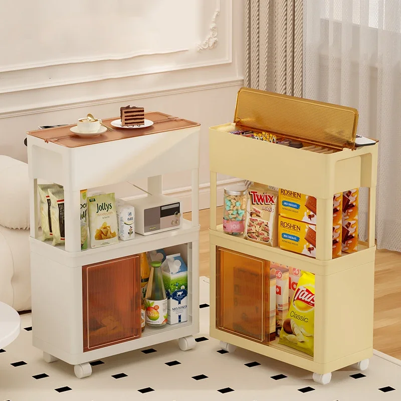 

3 Layers Storage Rack Trolley Kitchen Bathroom Bedroom Multi-Storey Snacks Storage Rack with Wheels Home Organizer Accessories