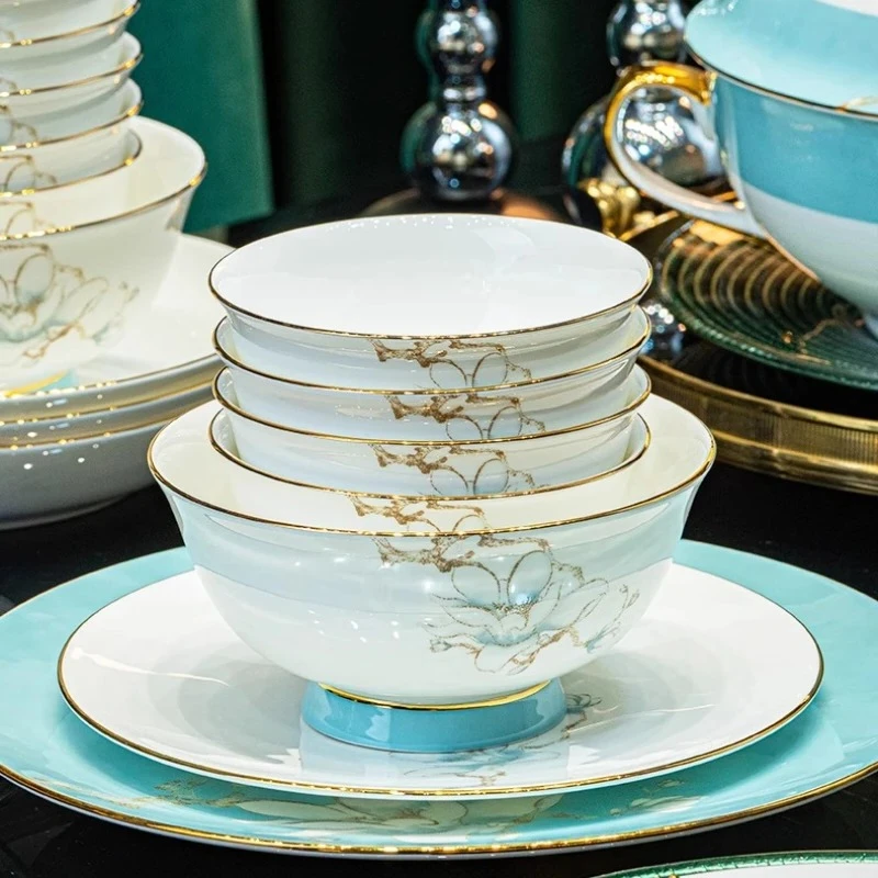 Luxury Wedding Porcelain Dinner Set Cute Kitchen Guests Breakfast Christmas Dinner Set Catering Supplies Vajilla Navidad Dishes