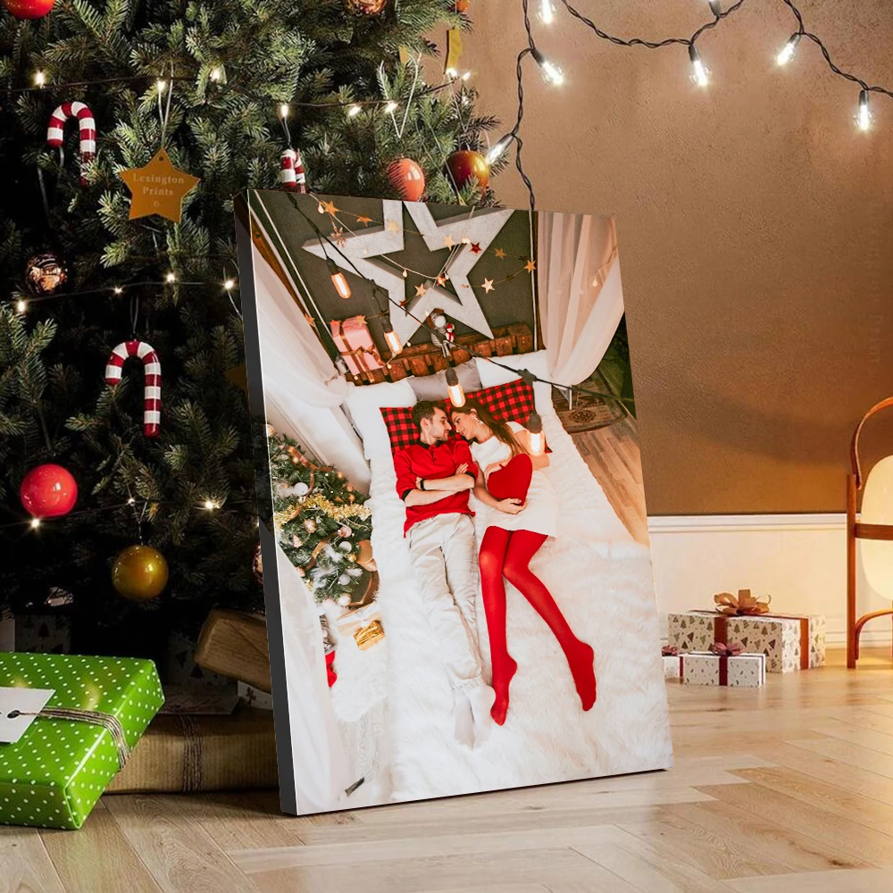 قطعة واحدة من قماش الصور المخصص مع إطار خشبي DIY أو ملصق بدون إطار هدية شخصية لعشاق ديكور منزلي قابل للتخصيص