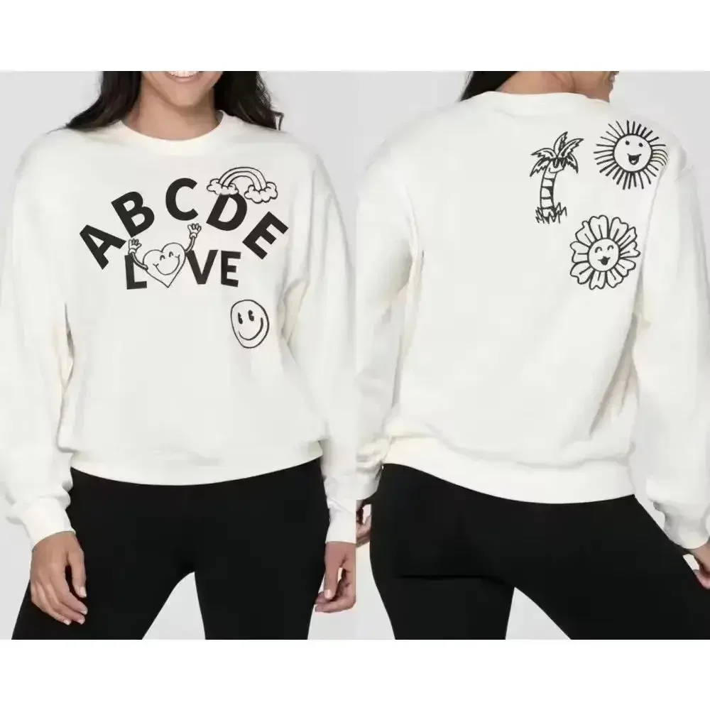 2024 New  Unisex ABCDE Women's Printed Hoodie Sweater Women's Street Retro Hip-hop Street Sports Hoodie