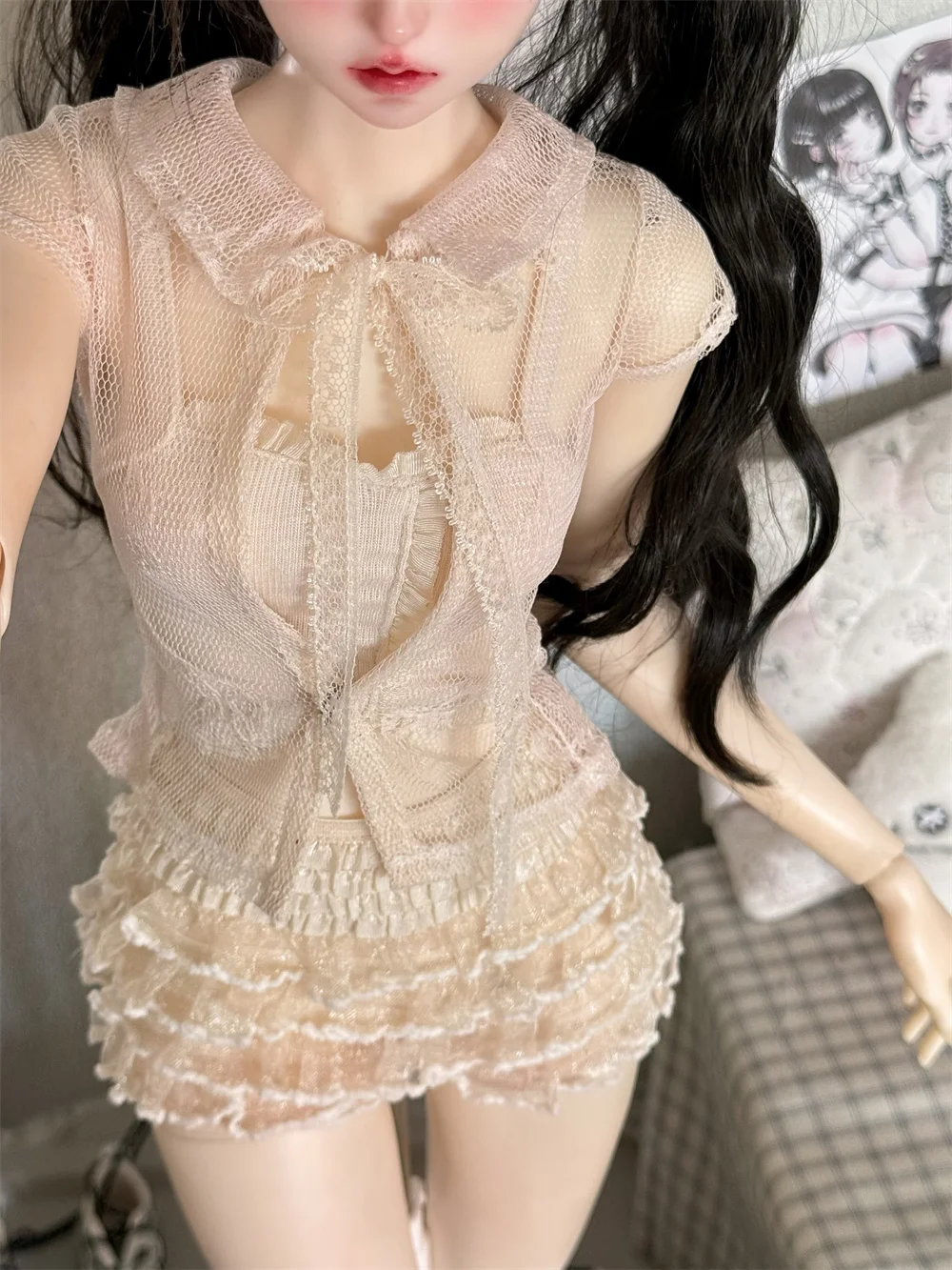 （customization 30day）BJD doll clothes suitable for azone 1/3 1/4 size Cute skirt clothing set doll accessories (3 points)