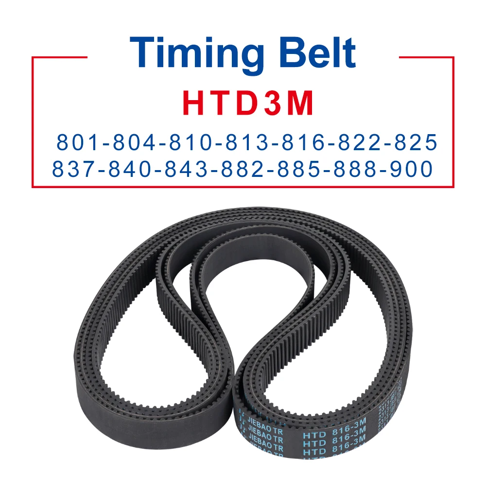 

Timing Belt HTD3M-801/804/810/813/816/822/825/837/840/843/882/885/888/900 Teeth Pitch 3 mm Black Rubber Belt Width 6/10/15/20 mm