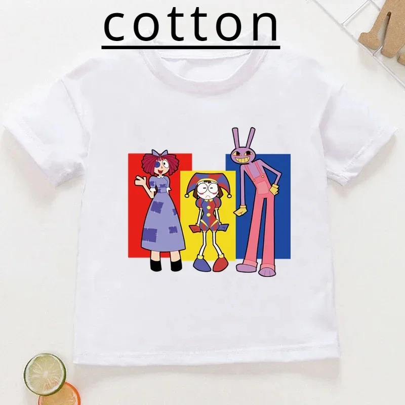 Brand The Amazing Digital Circus Print Kids Cotton T Shirt Summer Top Baby Boy Girl Clothes Cartoon Children Short Sleeve Tshirt