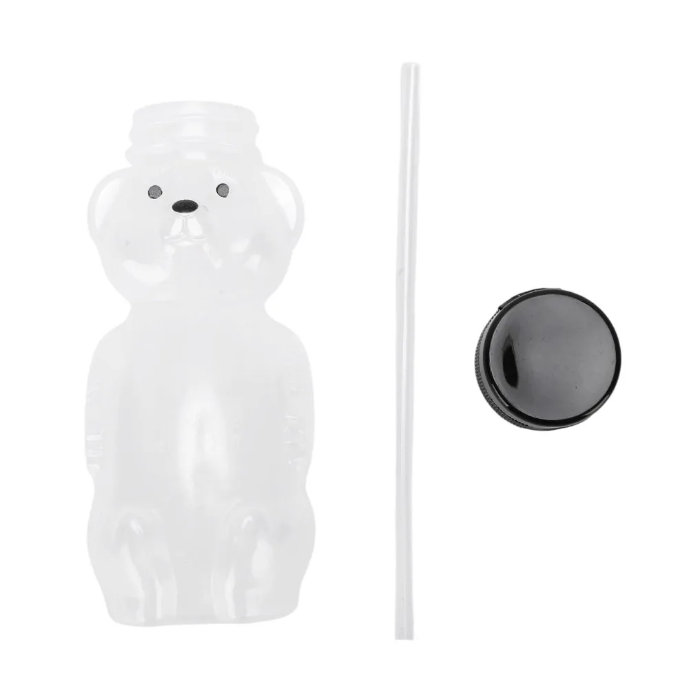 3pcs set 230ml Capacity Bear Straw Cups Plastic Material Silicone Straws Reusable Straw Cups 8oz Size Leak Proof Cups