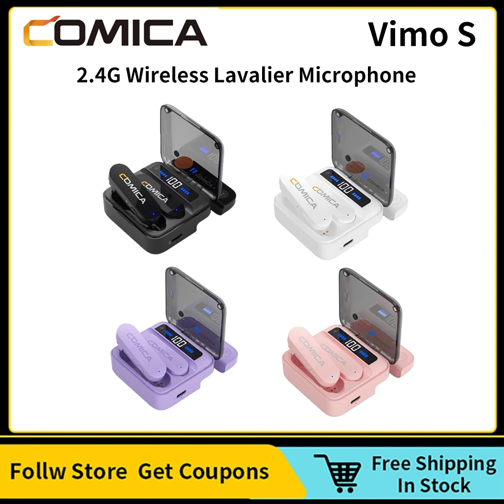 Comica Vimo S 2.4G Wireless Lavalier Microphone Compact Wireless Lapel Microphone For iPhone Android With Charging Case