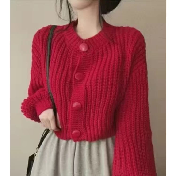 Ladies' Knitted ort Cardigan Sweater round Ne Soft Cozy Spring Autumn Outerwear Slimming Outerwear Commute Sle Polyeste...