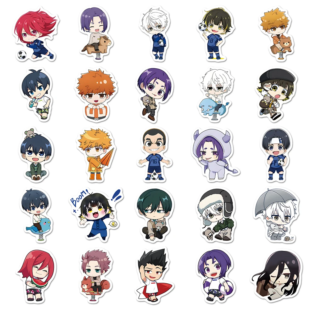 10/30/50pcs Kawaii Blue Lock Anime Stickers Cute Cartoon Q Version Decals DIY Guitar Phone Notebook Graffiti Sticker Wholesale