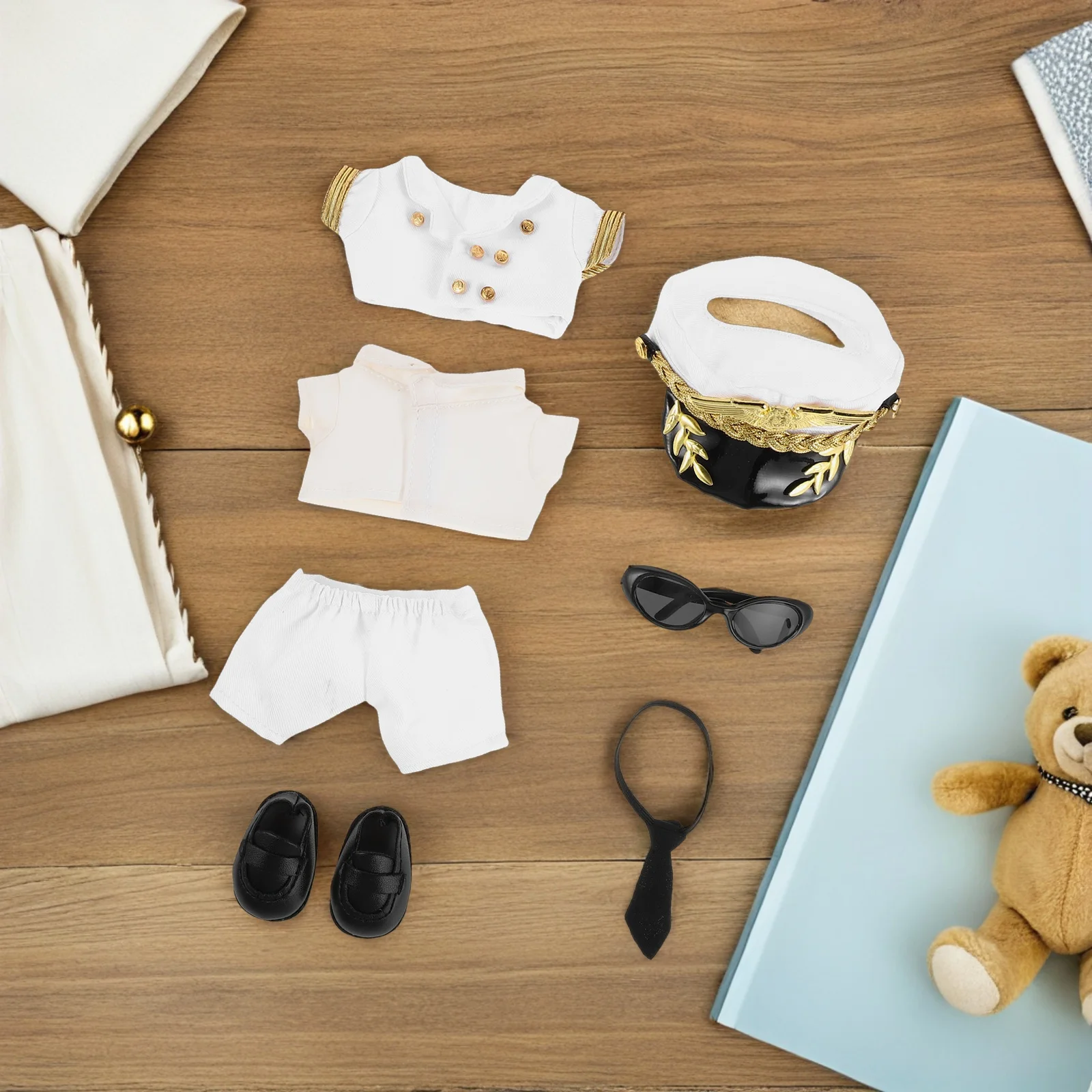 

1Set Tiny Stuffed Clothing Captain Costume Set Outfit for Endless Role Play Possibilities Captain Costume Set