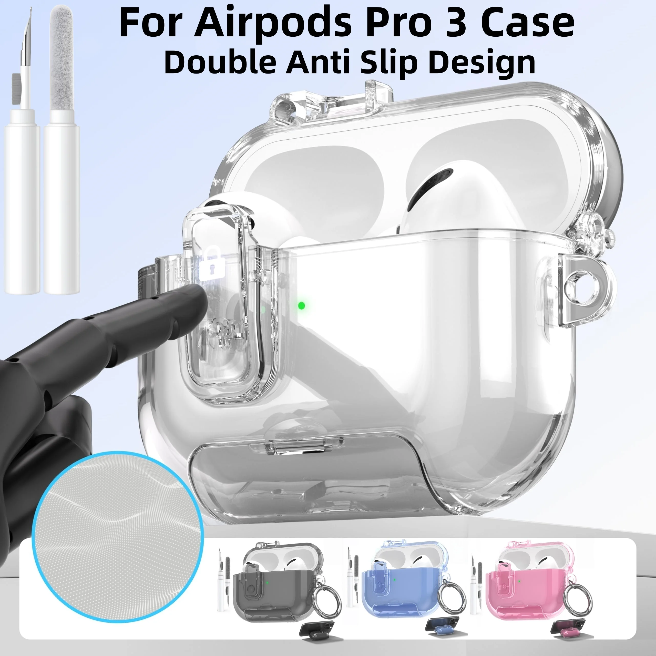 for Airpods Pro 3 Clear Case with Cleaner Kit Soft TPU Protective Cover Shockproof Case For Airpods Pro 3 Generation Case(Clear)