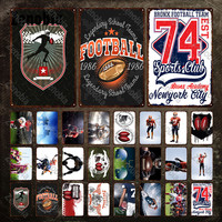 Football Metal Sign Legendary Football University 1986 Metal Poster Football Helmet Decorative Tin Plate Rugby Field Wall Decor