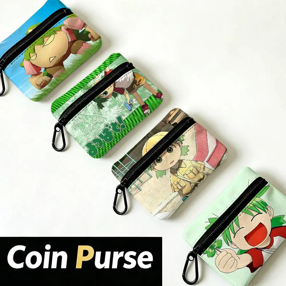 Anime Y-Yotsuba Sweet Lightweight Oxford Fabric Coin Purse Carabiner Hook Design Mini Card Key Organizer Bag