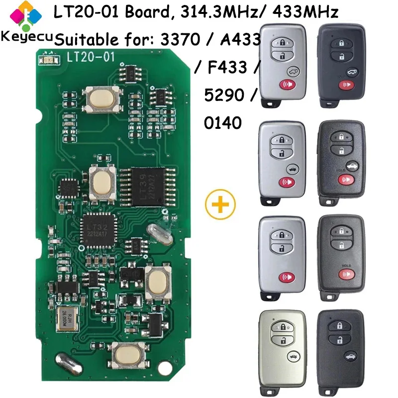 KEYECU Lonsdor Smart Remote Control Car Key for Toyota for Lexus Board ID: 3370 / A433 / F433 / 5290 / 0140 By K518 / KH100+