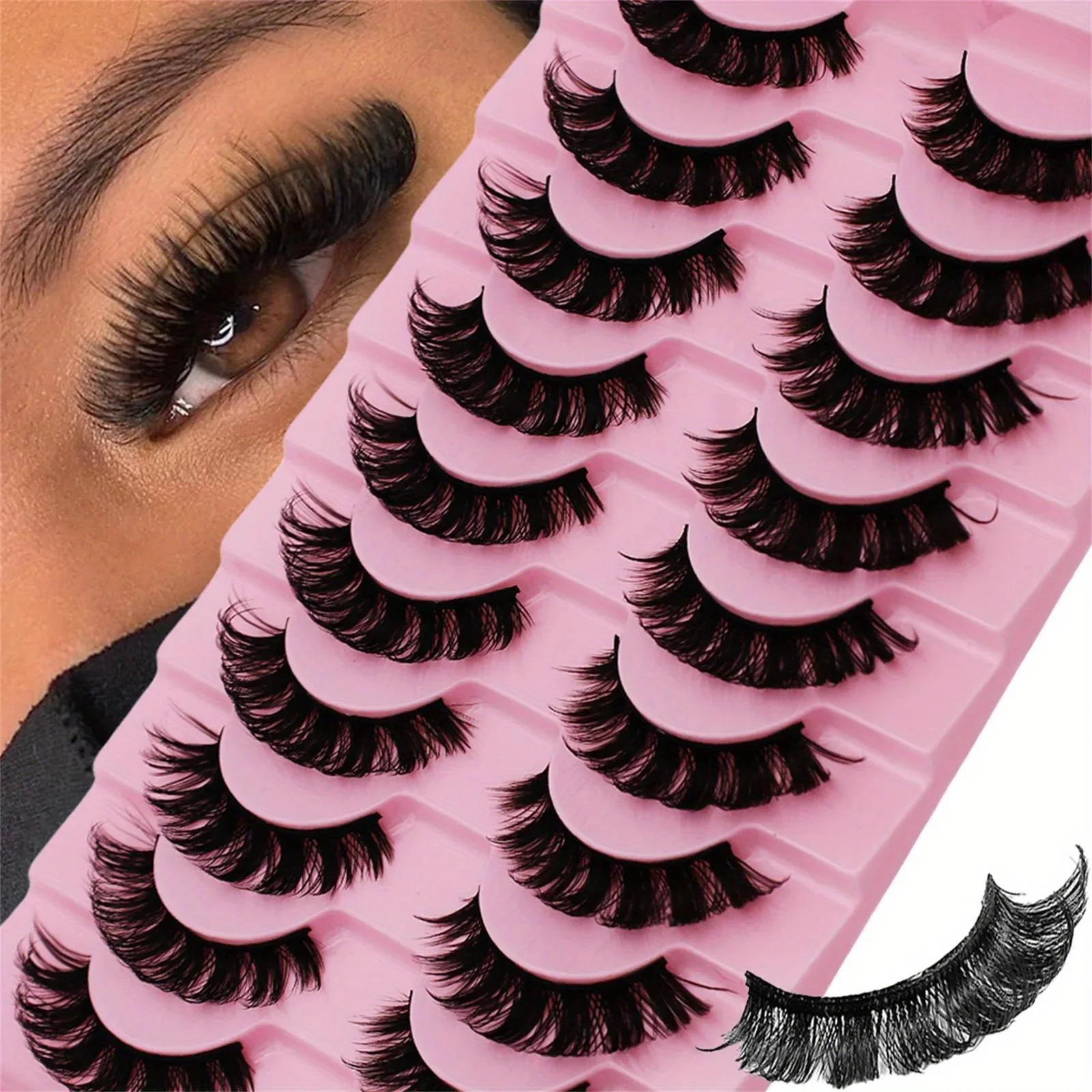 3Boxes(30Pairs) DD Curl Russian Strip Lashes Fluffy Volume False Eyelashes DD Curl Dramatic Messy Fake Lashes Make Up