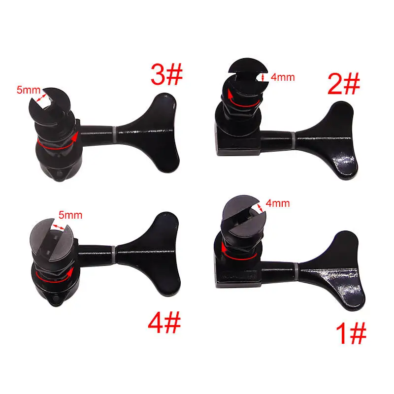1 Piece Black Ukulele Bass Machine Head Diecast Alloy 4 String Uk Bass Tuning Pegs UBass Guitar Accessories