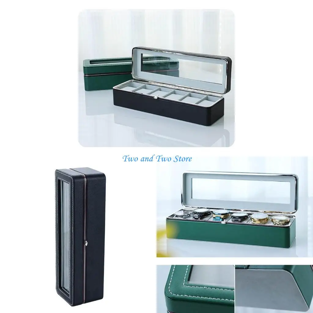 

HX6F Watch Jewelry Watch Display Box Watch Case Pu Материал для 6 часов