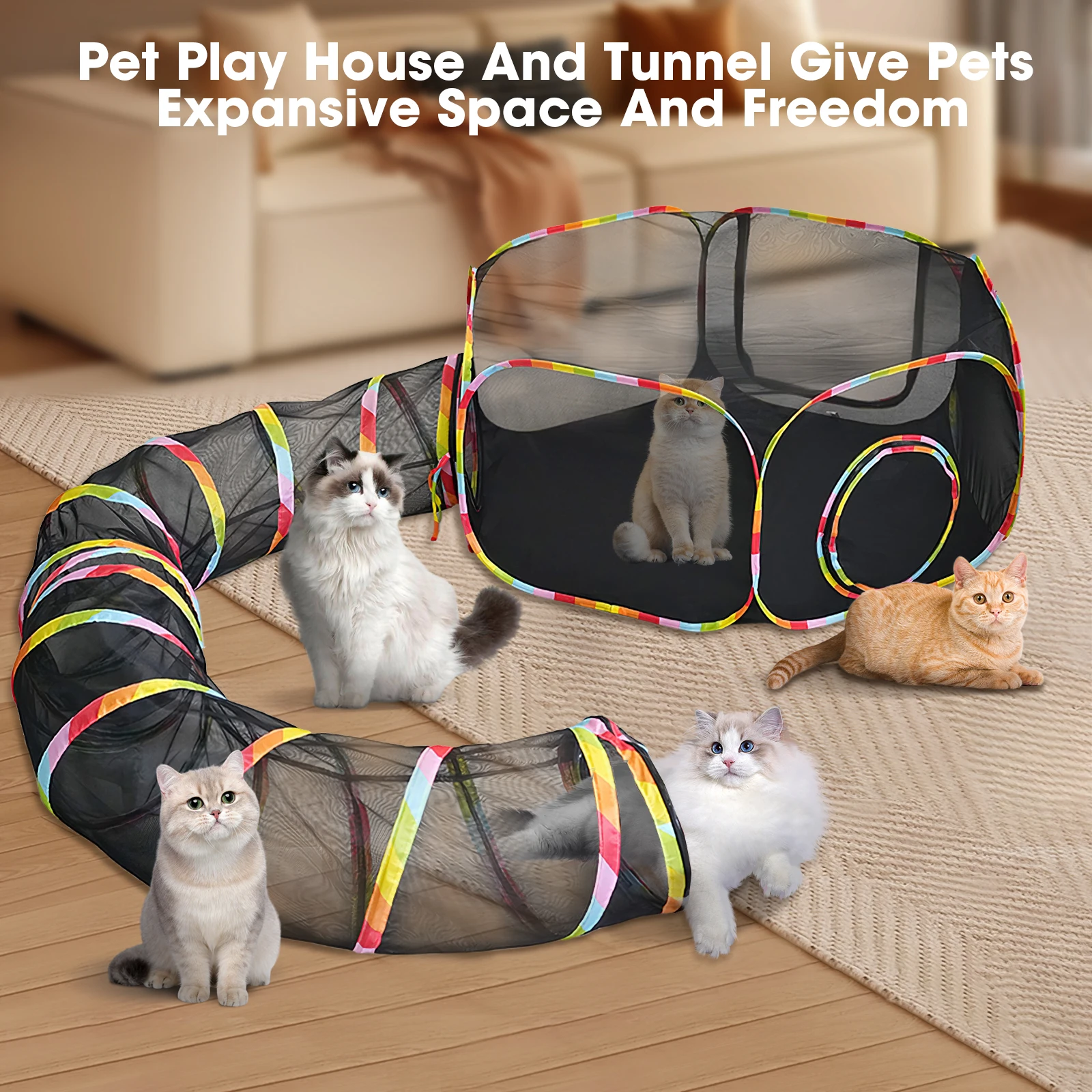 Pet cage cat tunnel portable folding suit pet tent domestication outdoor channel toy cat and dog fence