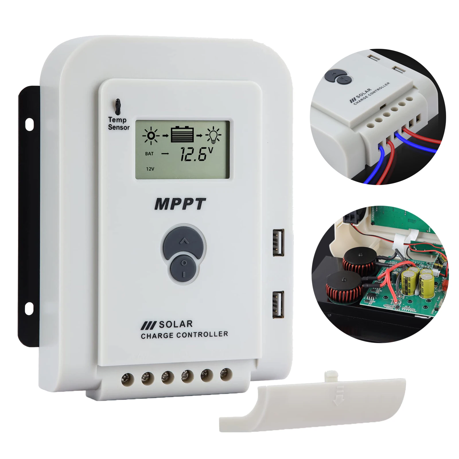 

MPPT 24V/12V Auto Solar Charge Controller 60/40A/20A LCD Dual USB Regulator AGM, Gel, SEL, Flooded and Lithium Battery Charger