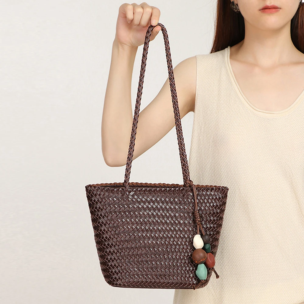 Woven Tote Bag for Women Underarm Shoulder Bag Handbag Clutch Purses Satchel Hand-woven Bucket Tote Bag for Weekend Travel