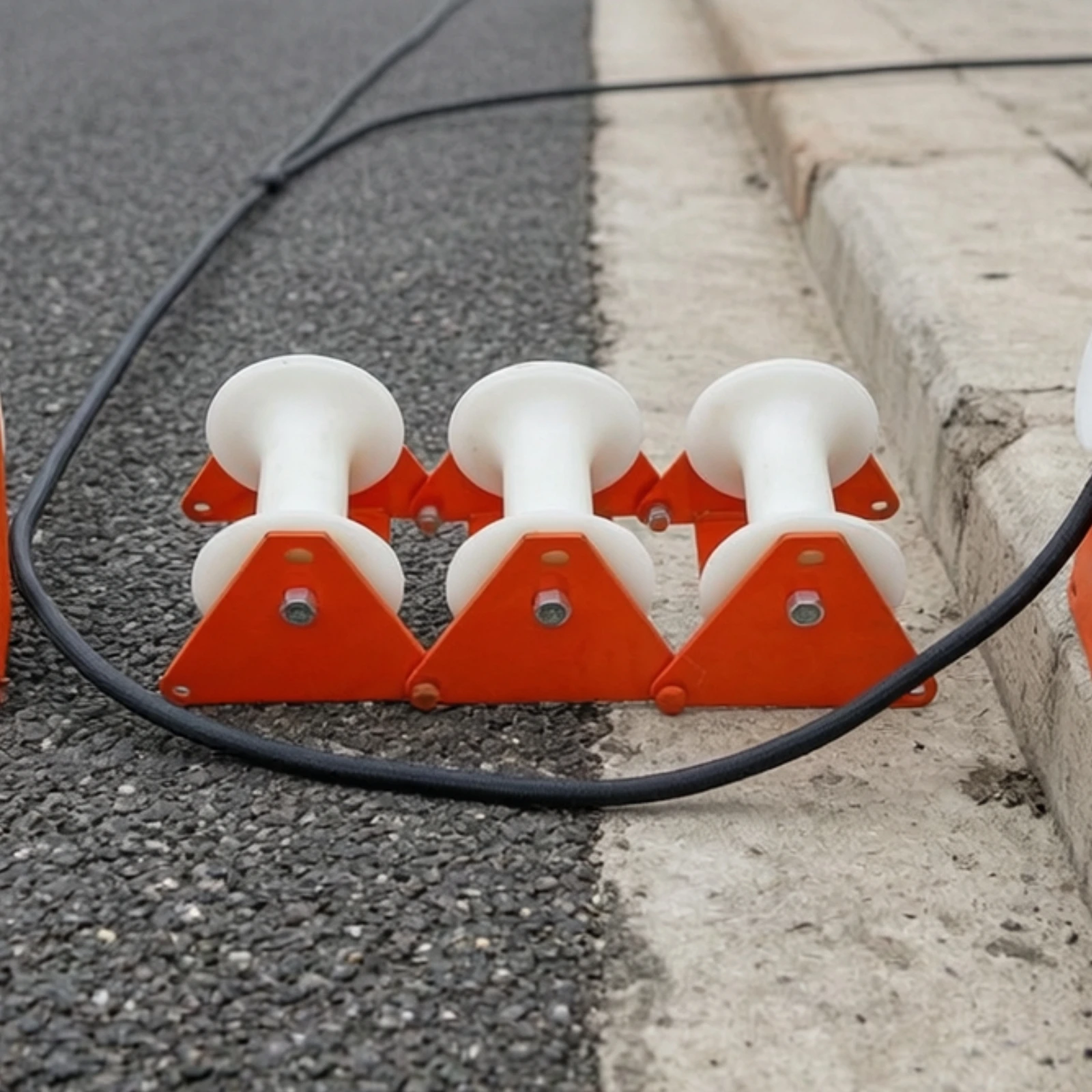 Triple Cable Guide Pulley Heavy-Duty Cable Guide Pulley with Metal Frame High Strength V-Shaped for Utility Workers, Wellhead