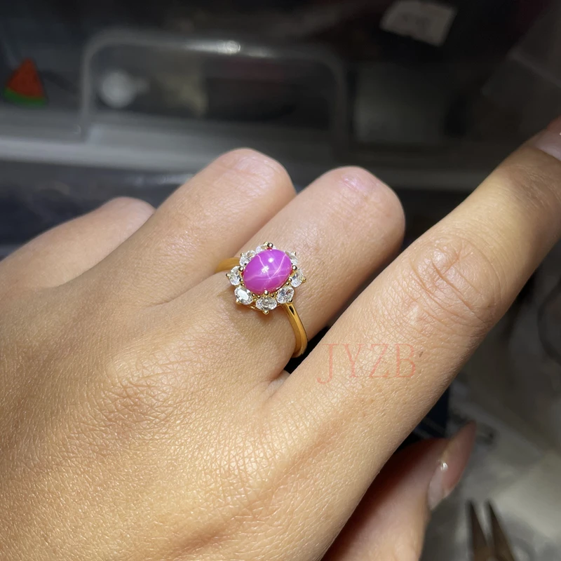 

Fine Jewelry Real natural Star Red Ring S925 Silver Fashion Silver Ring women's engagement ring