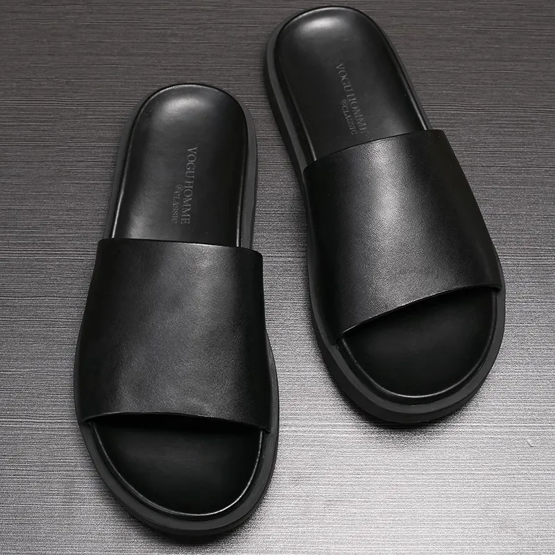 

Flip Flops Sandals Male Genuine Leather Slippers Men All-match Cowhide Mens Summer Shoes Sneakers Beach Outdoor Leisure Sandals