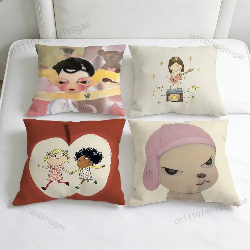 

Cute Y-Yoshitomo N-Nara Square Pillow Cover Decorative Throw Pillow Case for Sofa Couch Bed Home Car Living Room Decoration
